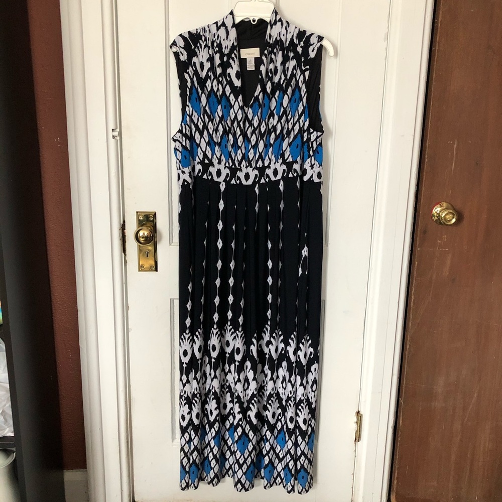 Chicos Maxi Dress XL Sleeveless Size 3 Blue NWOT